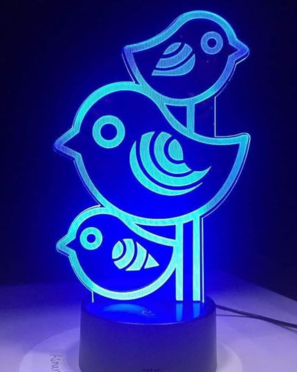 Lovely Little Birds 3D Night Lights,USB Charging LED Table Lamp Kid's Room Decors Optical Illusion 3D Arts Bedside Lamp Gifts for Kids Decor Gifts for Baby Son Daughter or Grand Daughter - LeafyLoom