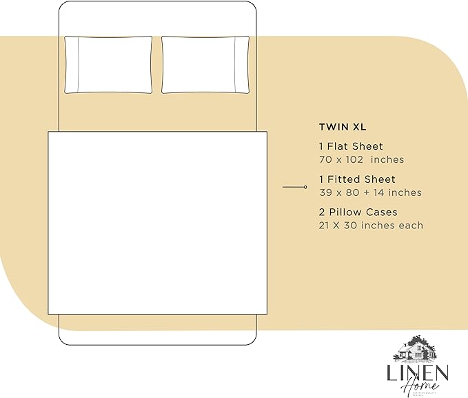 100% Cotton Percale Sheets Twin XL Size, Ivory, Deep Pocket, 4 Pieces Sheet Set - 1 Flat, 1 Deep Pocket Fitted Sheet and 2 Pillowcases, Crisp Cool and Strong Bed Linen - LeafyLoom