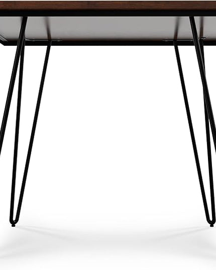 SIMPLIHOME Hunter SOLID MANGO WOOD and Metal Rectangle Industrial Table for The Dining Room, 66 inch, Umber Brown - LeafyLoom