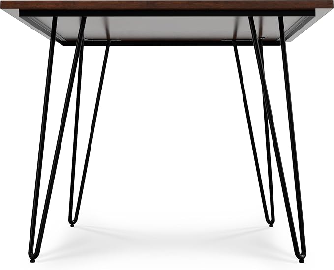 SIMPLIHOME Hunter SOLID MANGO WOOD and Metal Rectangle Industrial Table for The Dining Room, 66 inch, Umber Brown - LeafyLoom