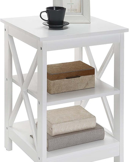 Convenience Concepts Oxford Corner Bookcase and End Table Bundle, White - LeafyLoom