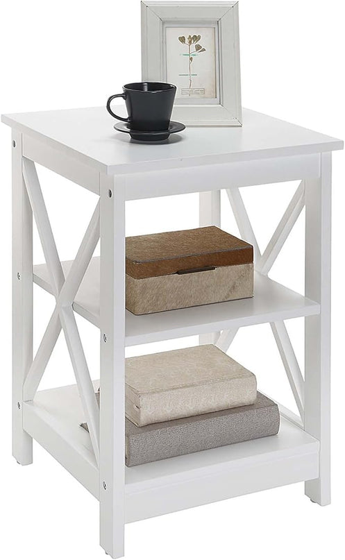 Convenience Concepts Oxford Corner Bookcase and End Table Bundle, White - LeafyLoom