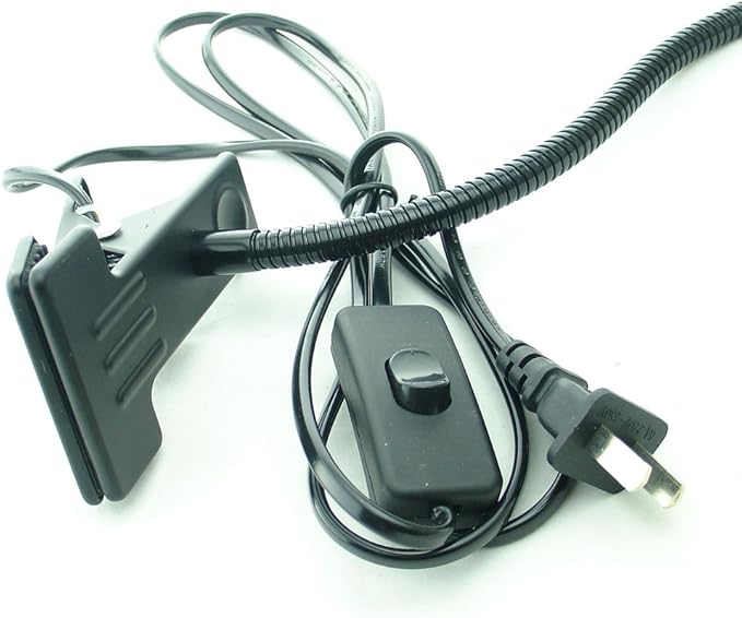 5W 3 Colors LED COB Clip on Light Black 19.68 INCH 50 CM Tube Desk Flexible Table Bed Lamp Work Home Design lighting 110V 220V 85-265VAC with US Plug switch on off 500LM (Black) - LeafyLoom