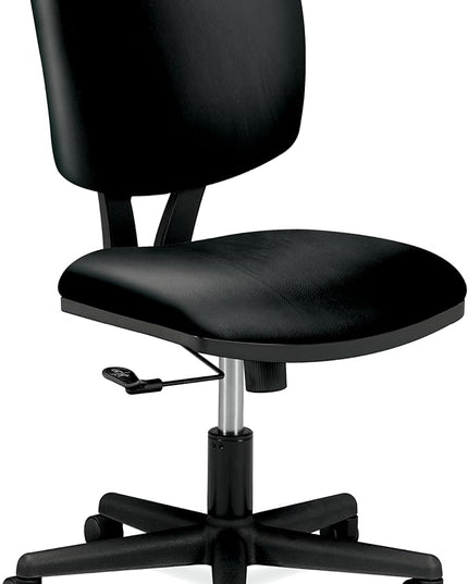 HON Volt Armless Task Seating, Chair, Black Leather - LeafyLoom