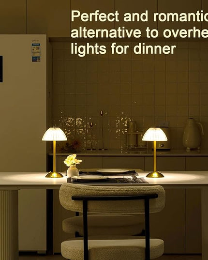 Cordless Table Lamps Rechargeable Lamps for Home, Gold 12'' Tall LED Brass Portable Outdoor Indoor Table Lamp with Touch Sensor, Adjustable Brightness and Color (Pack2-Gold Lamp) - LeafyLoom