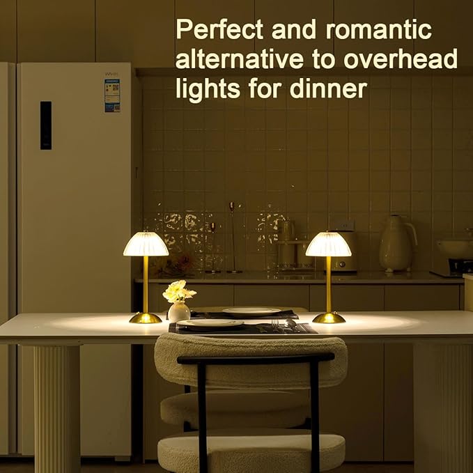 Cordless Table Lamps Rechargeable Lamps for Home, Gold 12'' Tall LED Brass Portable Outdoor Indoor Table Lamp with Touch Sensor, Adjustable Brightness and Color (Pack2-Gold Lamp) - LeafyLoom