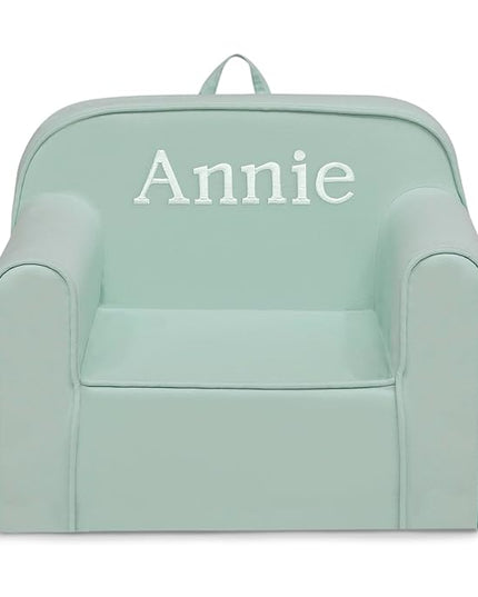 Delta Children Personalized Cozee Chair - Customize with Name – Foam Kids Chair for Ages 18 Months and Up, Sage - LeafyLoom