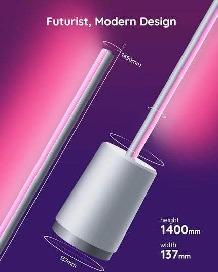 Govee Floor Lamp, RGBIC Lyra Color Changing Corner Lamp, Modern LED Lights with Wi-Fi App Control, 64+ Scene, DIY Modes, Music Sync, Standing Lamp, Suitable for Bedroom - LeafyLoom