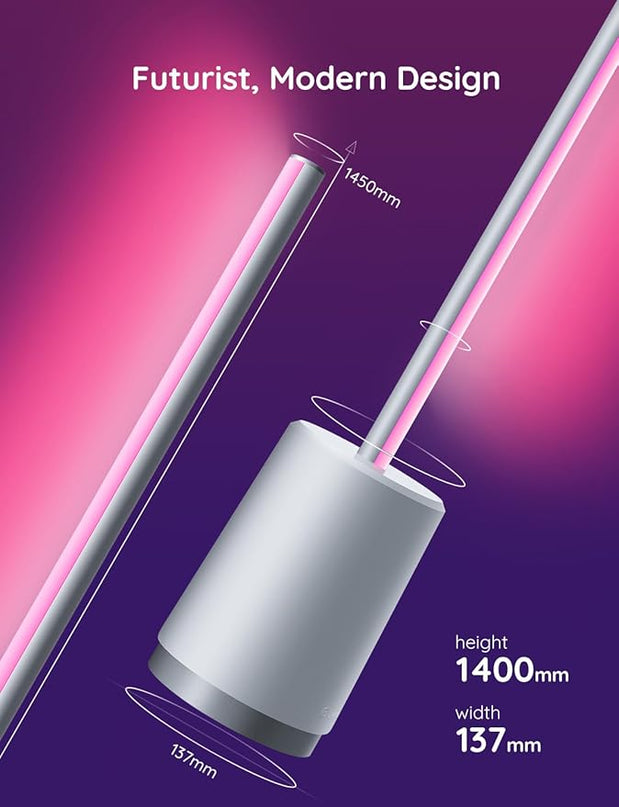 Govee Floor Lamp, RGBIC Lyra Color Changing Corner Lamp, Modern LED Lights with Wi-Fi App Control, 64+ Scene, DIY Modes, Music Sync, Standing Lamp, Suitable for Bedroom - LeafyLoom