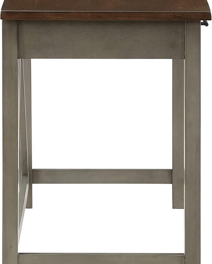 OSP Home Furnishings Milford Rustic 42 Inch Writing Desk with 2 Drawers and Burnished Decorative Hardware, Slate Gray - LeafyLoom