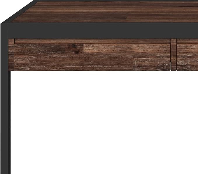 SIMPLIHOME Erina SOLID ACACIA WOOD Modern Industrial 72 Inch Wide Large Desk in Distressed Charcoal Brown, For the Office Desk, Writing Table, Workstation and Study Table - LeafyLoom