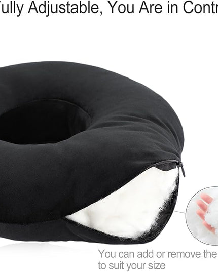 Piercing Pillow Ear Pillows Donut with Hole for Ear Pain CNH Piercing Pain Relief Sleeping Pressure Sore Side Sleepers Ear Guard Protector, Velvet Black - LeafyLoom