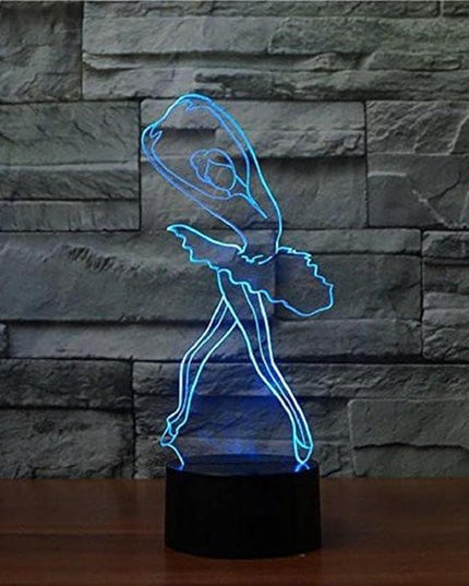 3D Ballet Girl Night Light 16 Color Change LED Powered Remote Control Touch Switch Table Desk Lamp Acrylic Flat ABS Base USB Charger Home Decoration Toy Birthday Xmas Kid Children Gift - LeafyLoom