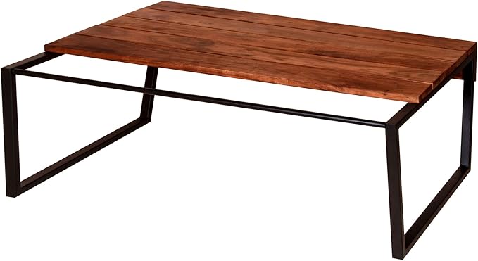 NicBex Coffee Table Wooden Coffee Table with Storage Rectangle Center Tables with Metal Frame Dining Table for Living Room, Dining Room, Office, and Bedroom,42" W, Brown+Black - LeafyLoom