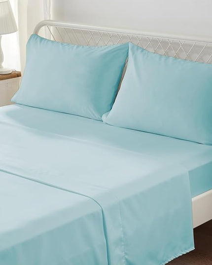 Anluoer King Comforter Set, Sky Blue Tufted Bed in a Bag 7 Pieces with comforters and sheets, All Season Bedding Sets with 1 Comforter, 2 PillowShams, 2 Pillowcases, 1 Flat Sheet, 1 Fitted Sheet - LeafyLoom
