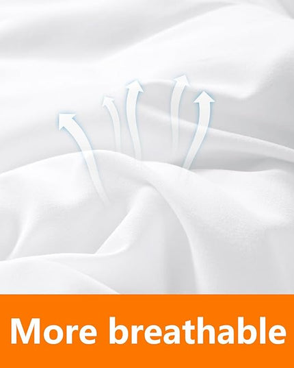 King Size Comforter Set - 3 Pieces, 1 Reversible Comforter and 2 Pillowcases,Soft Quilted Warm Fluffy Cooling Bedding for All Season,White - LeafyLoom