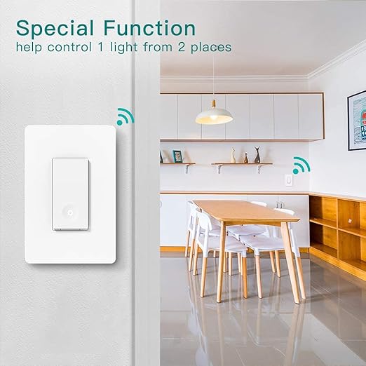TREATLIFE 3 Way Smart Light Switch 4 Pack, 2.4GHz Wi-Fi Smart Switch Works with Alexa and Google Home, Neutral Wire Required, Remote Control, FCC Certified, No Hub Required TREATLIFE