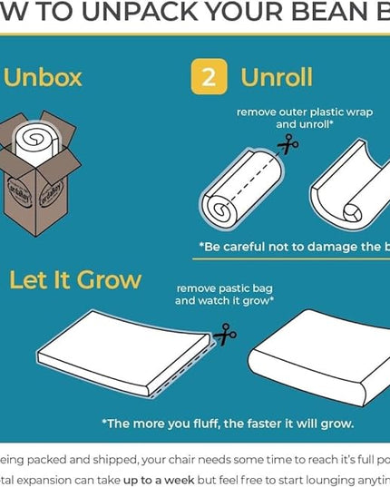 CordaRoy's Chenille Bean Bag - Convertible Bean Bag Chair & Bed - Machine-Washable Chenille Fabric Cover - for Basement, Living Room, Game Room, Dorm & More - Full Size - Very Peri Purple - LeafyLoom