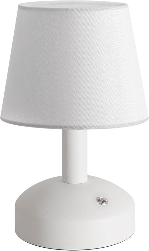 KDG Modern Cordless Small Table Lamp, Portable LED Fabric Shade Desk Lamps, 5000mAh Rechargeable Battery Operated Lighting for Bedroom, Bedside, Bar, Living Room, Dining Room, Night Light(White) - LeafyLoom