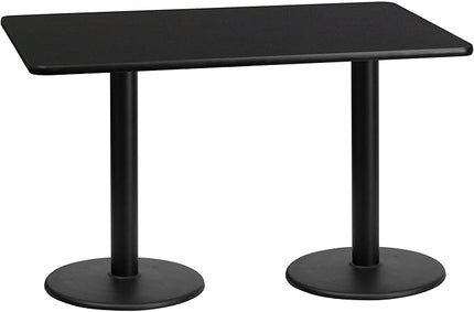 Flash Furniture 30'' x 60'' Rectangular Black Laminate Table Top with 18'' Round Table Height Bases - LeafyLoom