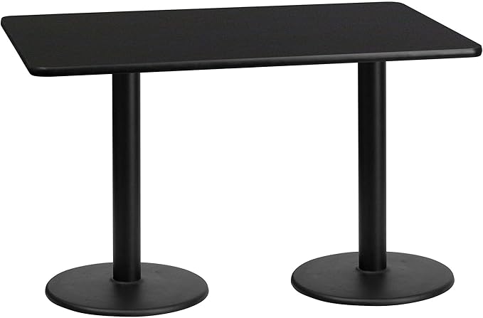Flash Furniture 30'' x 60'' Rectangular Black Laminate Table Top with 18'' Round Table Height Bases - LeafyLoom