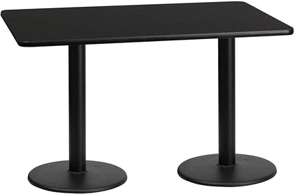Flash Furniture 30'' x 60'' Rectangular Black Laminate Table Top with 18'' Round Table Height Bases - LeafyLoom