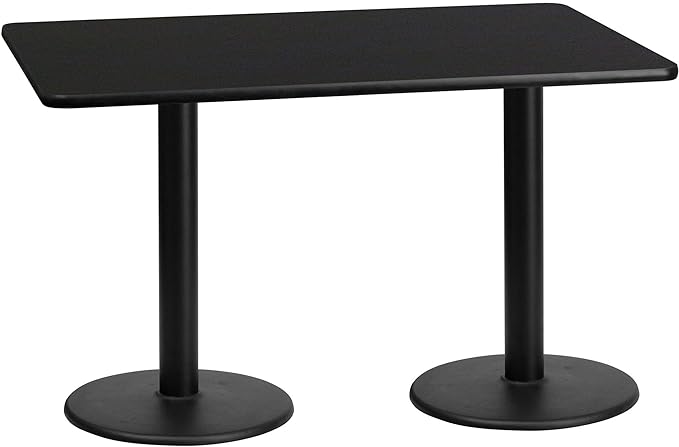 Flash Furniture 30'' x 60'' Rectangular Black Laminate Table Top with 18'' Round Table Height Bases - LeafyLoom
