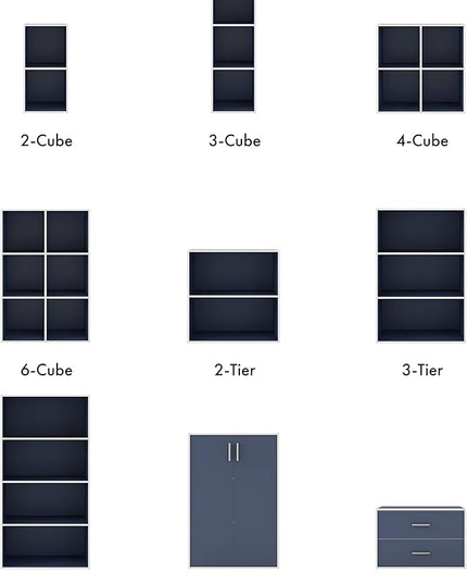 Apexa 2-Tier Cube Storage Organizer Shelves, Stackable Wood Bookcase Fits Cubby Bins for Organization, Dorm Teen Room Decor & Home Office, Steel Blue - LeafyLoom