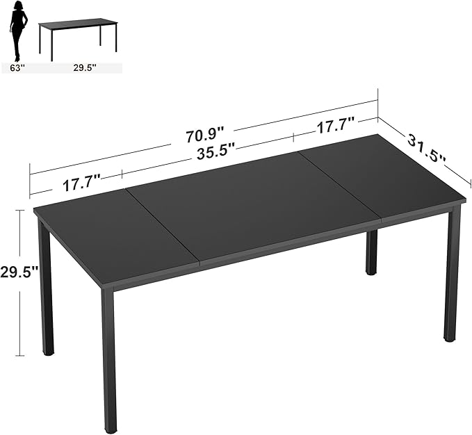 Need Large Computer Desk 70.8 x 31.5 inches Conference Table Large Office Desk Writing Table Workstation for Home Office,Black 10FJGSAC3-180BK-ND - LeafyLoom