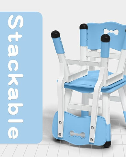 4 Piece Kids Chair Set 3 Levels Adjustable Stackable Kids Chairs Ideal for Playrooms, Schools, Daycares and Homes Washable and easy to clean Max weight 220LB(Blue4-Piece set) - LeafyLoom