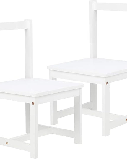 Amazon Basics Solid Wood Kids Activity Chair Set, 23.8-Inch Height - 2-Pack, White - LeafyLoom