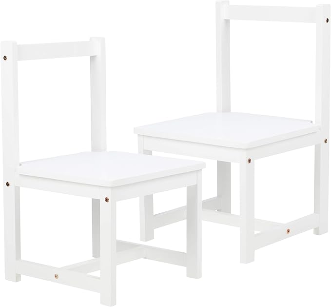 Amazon Basics Solid Wood Kids Activity Chair Set, 23.8-Inch Height - 2-Pack, White - LeafyLoom