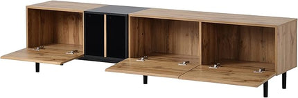 NicBex TV Stand for 80 Inch TV Modern TV Media Console Table with Large Storage Cabinet,Entertainment Center with Storage for Living Room,Bedroom,76.8 Inch,Natural Wood - LeafyLoom