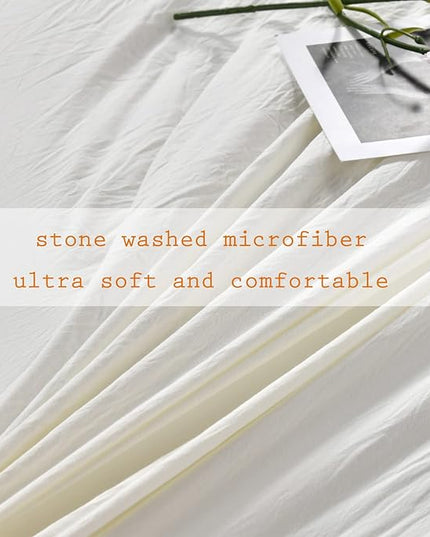 Shabby King Size Comforter Set, Farmhouse Ivory Bedding Ruffled Comforter Set King,Lightweight Vintage Rustic Bedding 3 Pcs (1 Shabby Comforter and 2 Pillowcases) - LeafyLoom