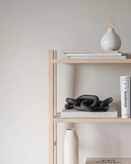 Wood Chain Link Decor - modern coffee table decor items, black chain decor for coffee table, wooden decorative chain, bookshelf decor, shelf decor accents, table decorations for living room - LeafyLoom