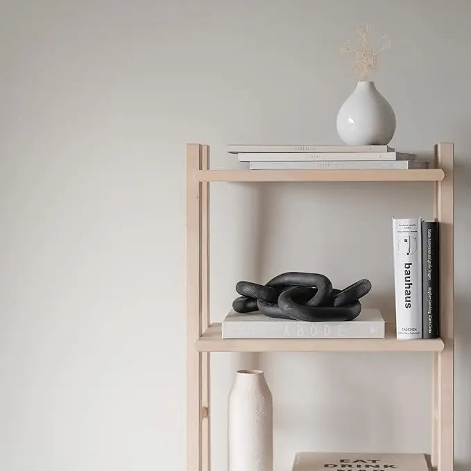 Wood Chain Link Decor - modern coffee table decor items, black chain decor for coffee table, wooden decorative chain, bookshelf decor, shelf decor accents, table decorations for living room - LeafyLoom