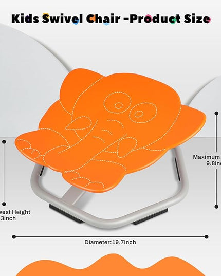 Sensory Toys Kids Swivel Chair, Autism Kids Swivel Chair, Elephant Sit and Spin Seat Balance Chair Indoor for Child Age 3+, Regulating Toddler’s Body Balance, Metal Base Non-Slip Orange - LeafyLoom