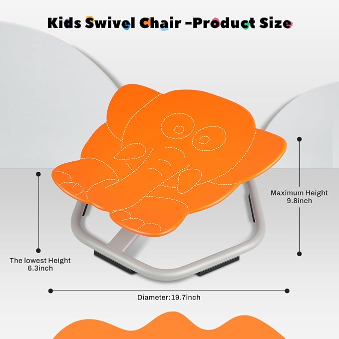 Sensory Toys Kids Swivel Chair, Autism Kids Swivel Chair, Elephant Sit and Spin Seat Balance Chair Indoor for Child Age 3+, Regulating Toddler’s Body Balance, Metal Base Non-Slip Orange - LeafyLoom