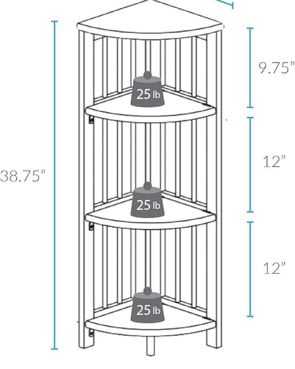 Casual Home 4 tier Corner Folding Bookcase, Black - LeafyLoom