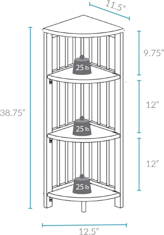 Casual Home 4 tier Corner Folding Bookcase, Black - LeafyLoom