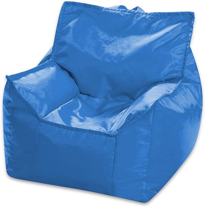 Posh Creations Bean Bag Chair Structured Comfy Seat Use for Gaming, Reading and Watching TV, Newport, Royal Blue - LeafyLoom