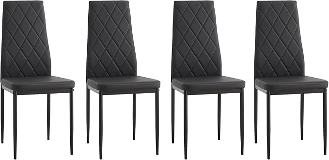 NicBex Small Kitchen Table Set for 4 Dining Room Set 5-Piece Rectangle Dining Table Set with Metal Frame, Tempered Glass Dining Table for Kitchen, Living Room, Black - LeafyLoom