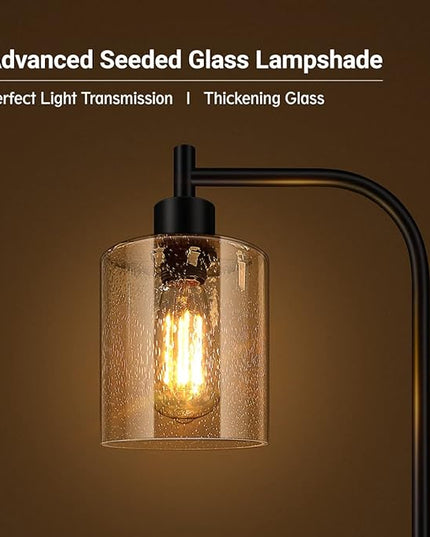 BoostArea Modern Floor Lamp with Seeded Glass Shade, 65 Inches Tall, Energy Efficient, LED Bulb Included, Easy Assembly and Use - LeafyLoom
