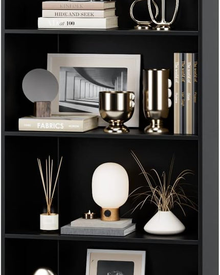 FOTOSOK 6-Tier Open Bookcase and Bookshelf, Freestanding Display Storage Shelves Tall Bookcase for Bedroom, Living Room and Office, Black - LeafyLoom