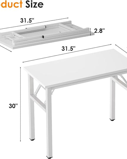 Need Small Computer Desk 31.5 inches Folding Table No Assembly Sturdy Small Writing Desk Folding Desk for Small Spaces, White - LeafyLoom