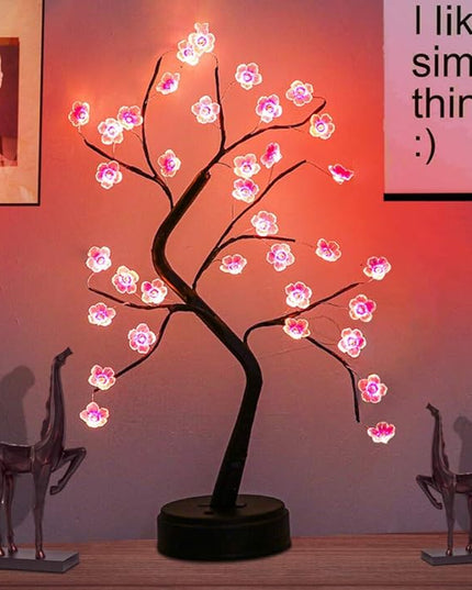 OTAVILEM Bonsai Tree Light, Tree Lamps for Living Room, Cute Night Light for House Decor, Good for Gifts, Home Decorations, Weddings, Christmas and More (Pink Cherry Blossom, 36 LED) - LeafyLoom