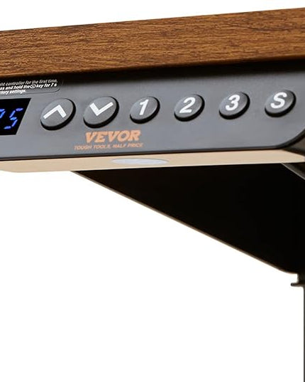 VEVOR Standing Desk with Shelves 47.2 x 23.6 Inch Height Adjustable Desk Dual Monitor Riser Workstation Adjustable Desk 3-Key Modes Sturdy Dual Metal Frame 180LBS Capacity for Home Office - LeafyLoom