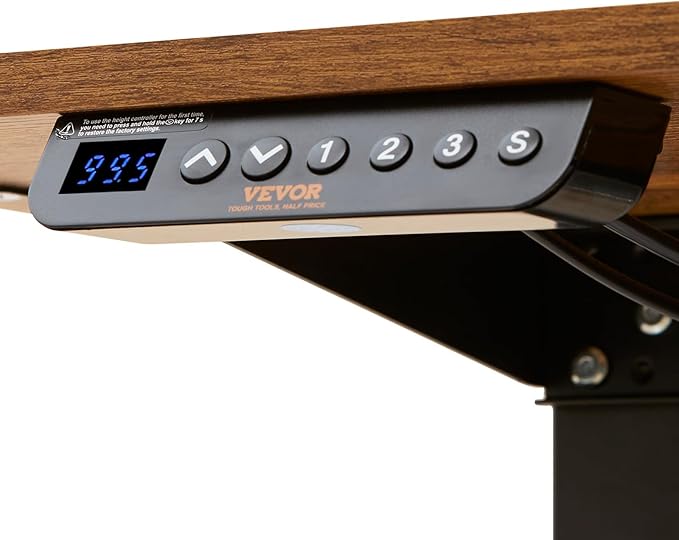VEVOR Standing Desk with Shelves 47.2 x 23.6 Inch Height Adjustable Desk Dual Monitor Riser Workstation Adjustable Desk 3-Key Modes Sturdy Dual Metal Frame 180LBS Capacity for Home Office - LeafyLoom