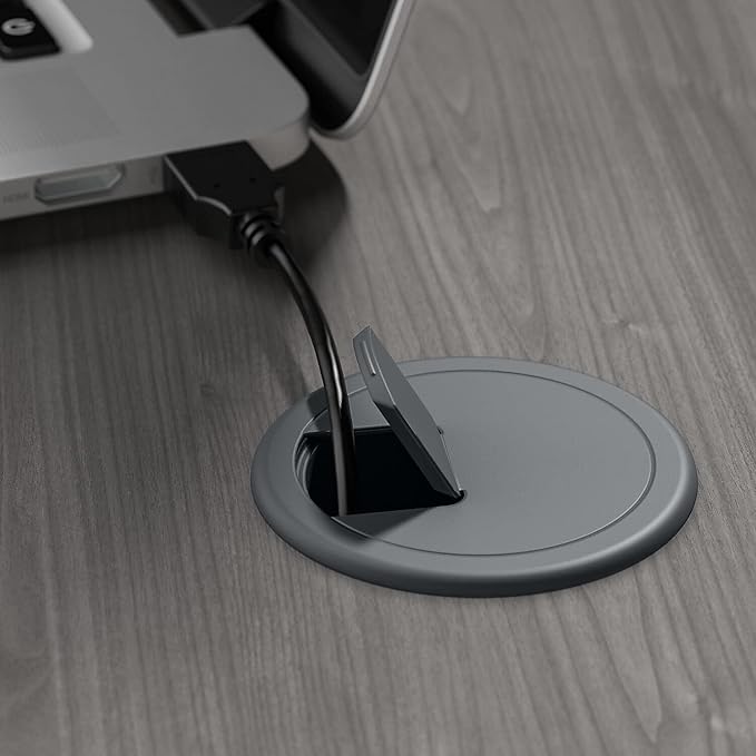 Bush Furniture Cabot Desks for Home Office with Storage and Chrome Hardware | Elegant Computer Table with Drawers, 72W, Modern Gray - LeafyLoom