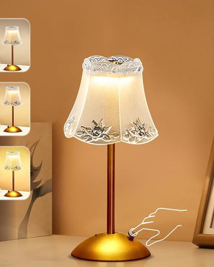 Portable Crystal Table Lamp,Cordless Metal Vintage Desk Lamp,3 Color Touch Control Rechargeable Lamp,3-Levels Brightness Room Decor Desk Lamp,Living Room,Kitchen,Dining Room Lamp (Gold-1) - LeafyLoom